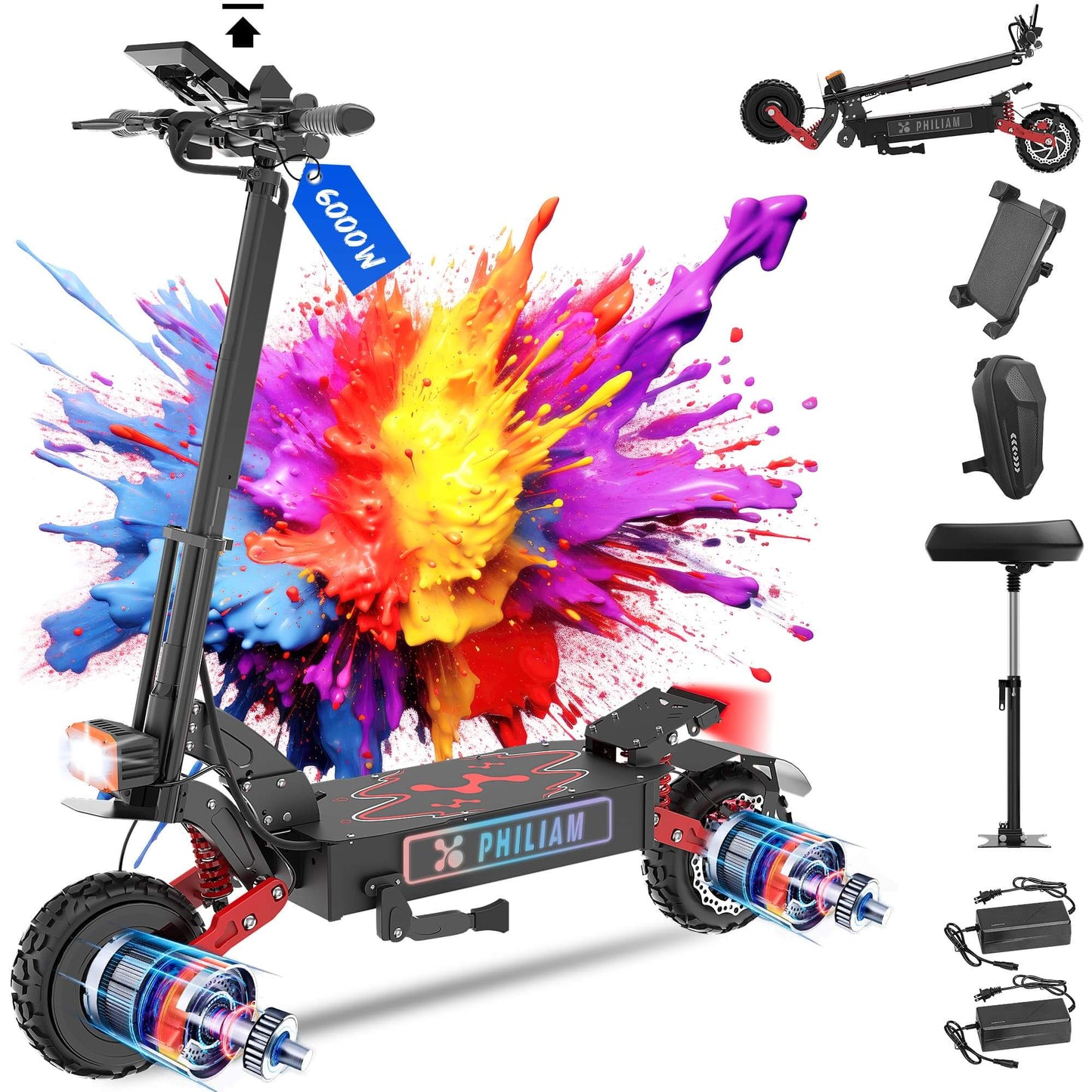 ES8 60V38AH E-Scooter 6000W Dual Motor